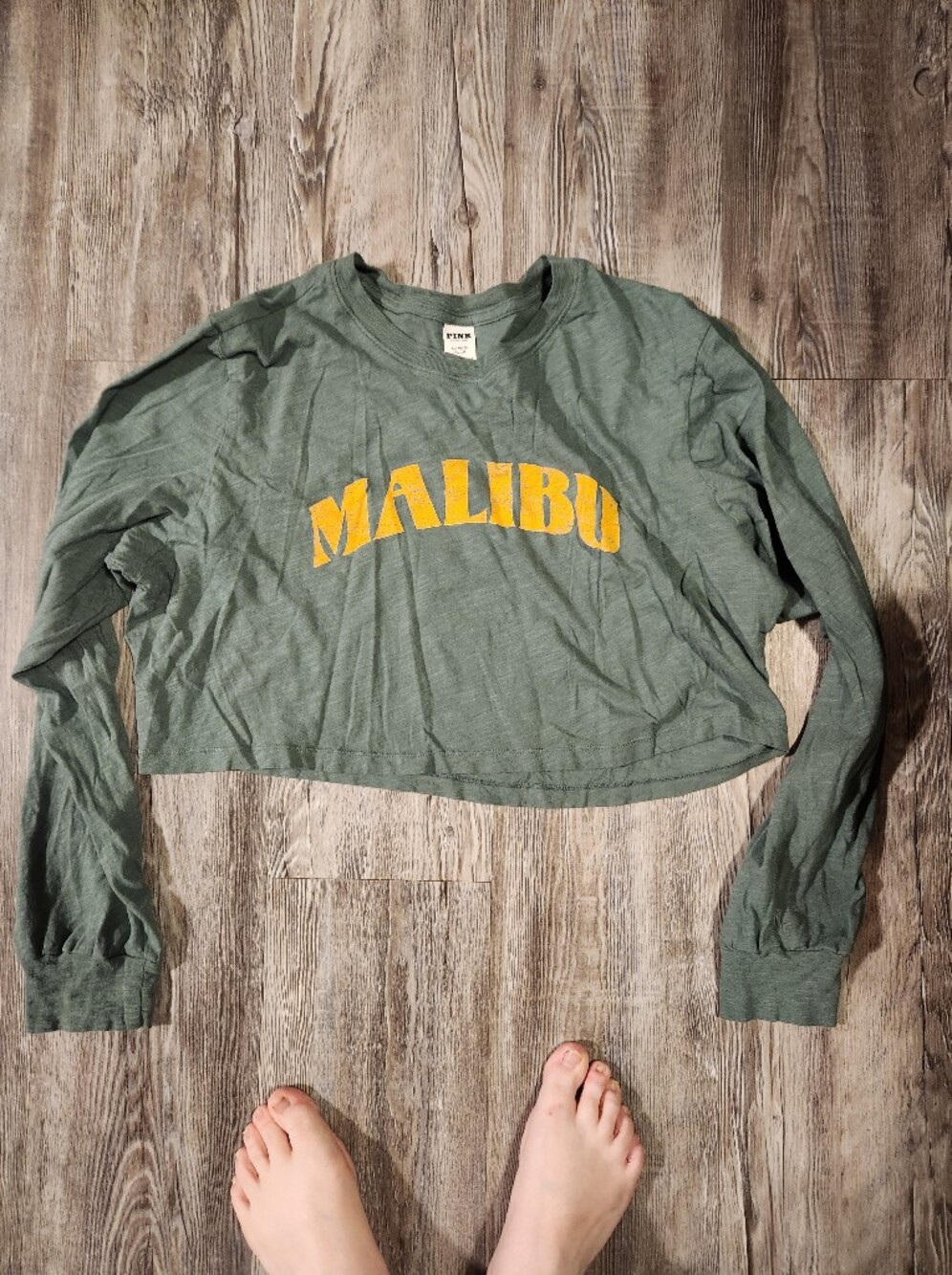 PINK Victoria's Secret Olive Green Crewneck Tee
